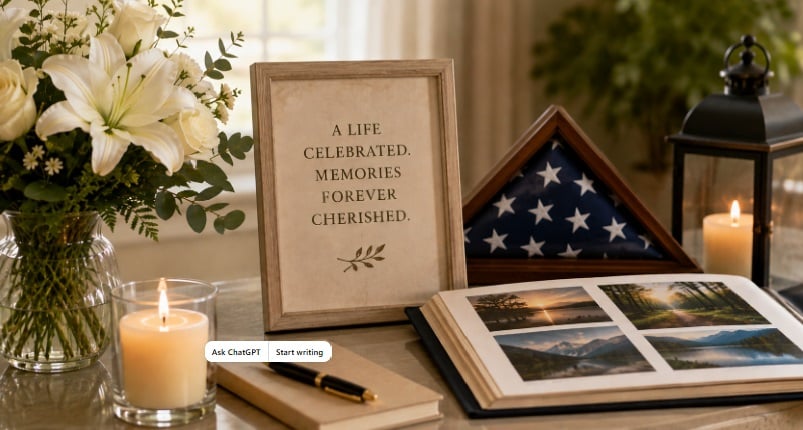 Memorial display for cremation services in Loudonville, NY.