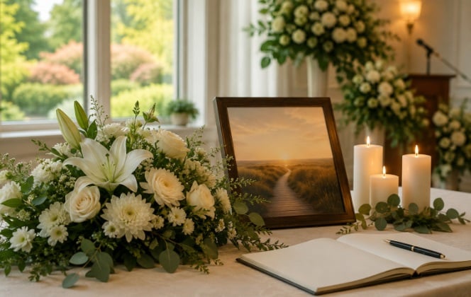 Meaningful memorial ceremony setting arranged by funeral homes Loudonville, NY.